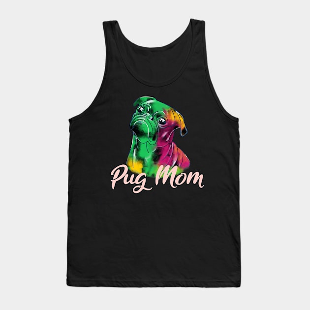 Black Pug Mom Graffiti Style Tank Top by okpinsArtDesign